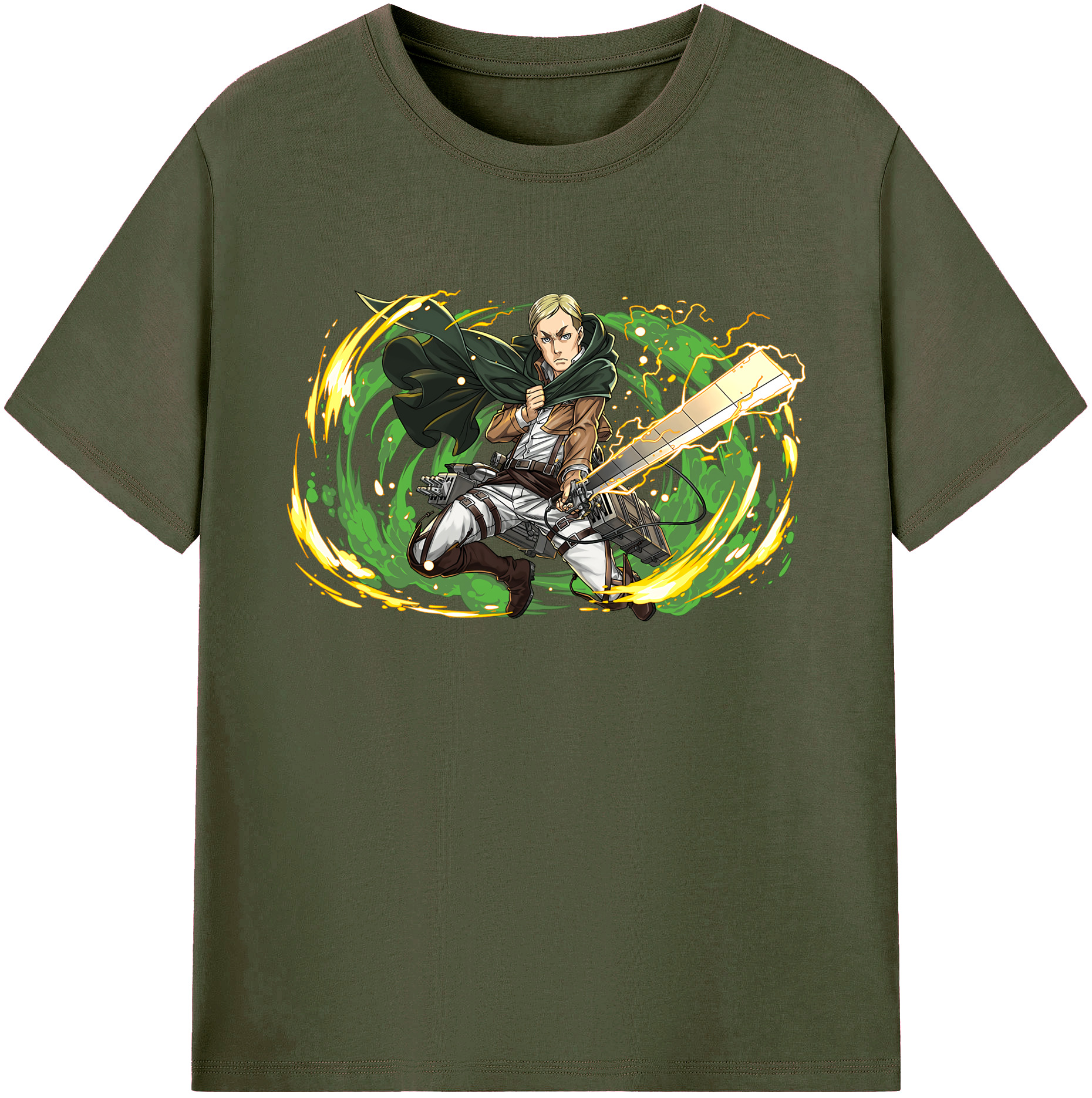 （画像用） 進撃の巨人 エルヴィン・スミス Attack on Titan Erwin Smith 綿100％ メンズ半袖Tシャツ｜肌触りやわらか＆通気性